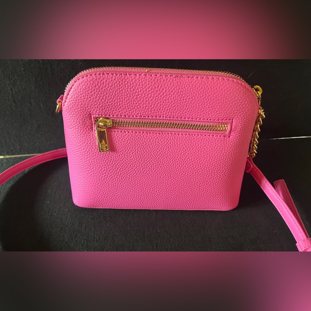 NWOT Nanette Lepore Pink Crossbody Bag with Gold Hardware and mirror keychain - Picture 5 of 9